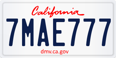 CA license plate 7MAE777