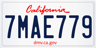 CA license plate 7MAE779
