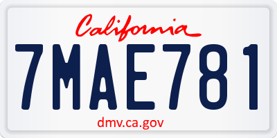 CA license plate 7MAE781