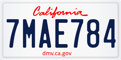 CA license plate 7MAE784