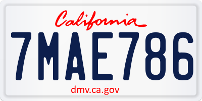 CA license plate 7MAE786