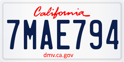 CA license plate 7MAE794