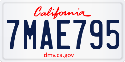 CA license plate 7MAE795