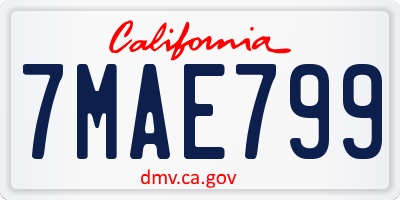 CA license plate 7MAE799