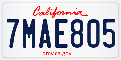 CA license plate 7MAE805