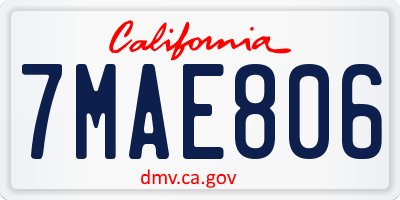 CA license plate 7MAE806