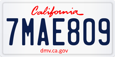 CA license plate 7MAE809