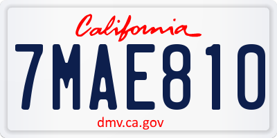 CA license plate 7MAE810