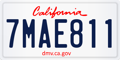 CA license plate 7MAE811