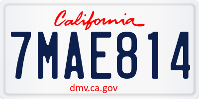 CA license plate 7MAE814
