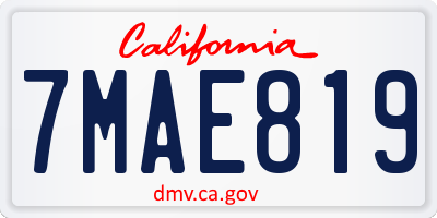CA license plate 7MAE819
