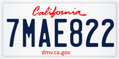 CA license plate 7MAE822