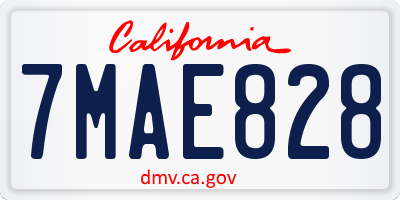 CA license plate 7MAE828