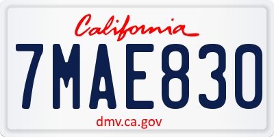 CA license plate 7MAE830