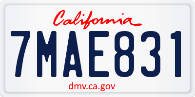 CA license plate 7MAE831