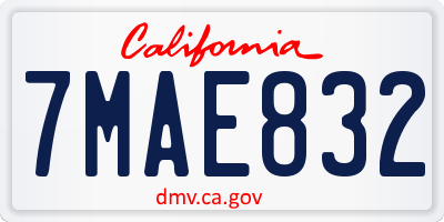 CA license plate 7MAE832