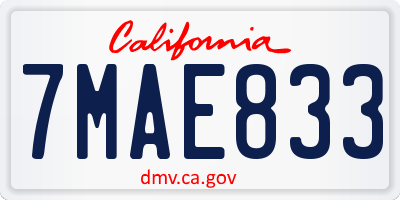 CA license plate 7MAE833
