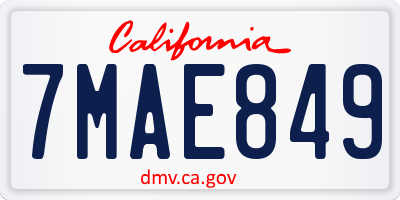 CA license plate 7MAE849
