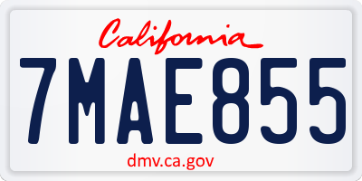 CA license plate 7MAE855
