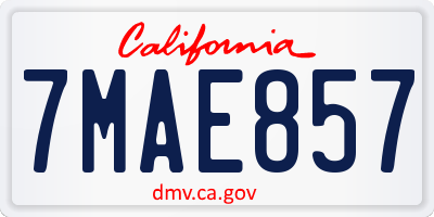 CA license plate 7MAE857