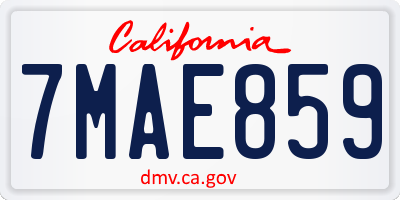 CA license plate 7MAE859