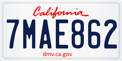 CA license plate 7MAE862