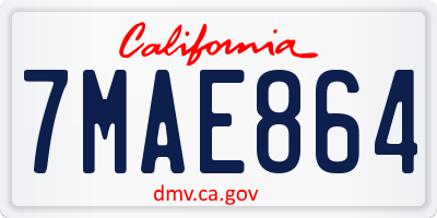 CA license plate 7MAE864