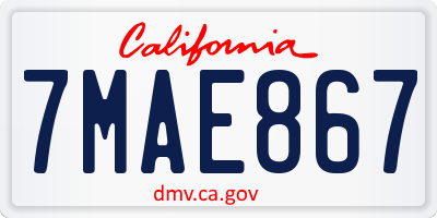 CA license plate 7MAE867