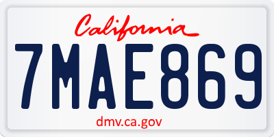 CA license plate 7MAE869