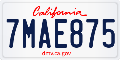 CA license plate 7MAE875