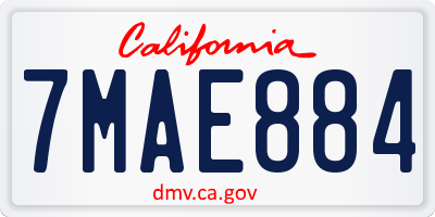CA license plate 7MAE884