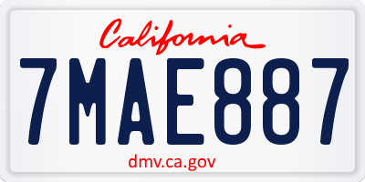 CA license plate 7MAE887