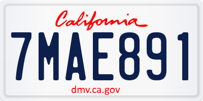 CA license plate 7MAE891