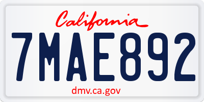 CA license plate 7MAE892