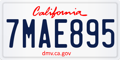 CA license plate 7MAE895