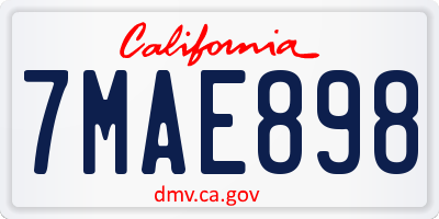 CA license plate 7MAE898