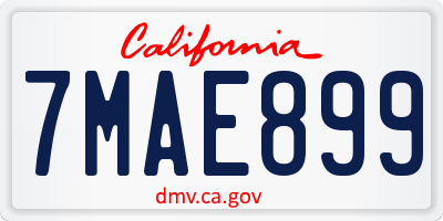 CA license plate 7MAE899