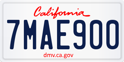 CA license plate 7MAE900