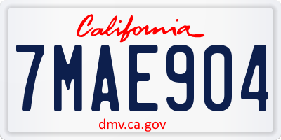 CA license plate 7MAE904