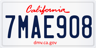 CA license plate 7MAE908