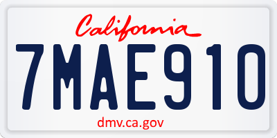 CA license plate 7MAE910