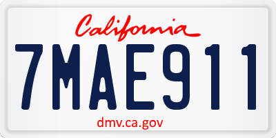 CA license plate 7MAE911