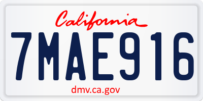 CA license plate 7MAE916