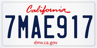 CA license plate 7MAE917