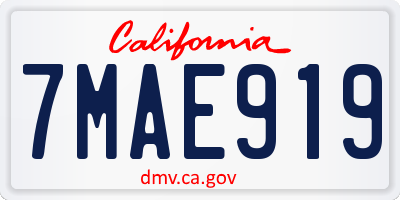 CA license plate 7MAE919