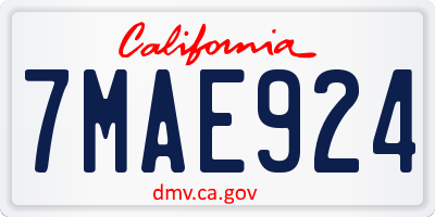 CA license plate 7MAE924