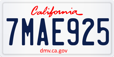 CA license plate 7MAE925