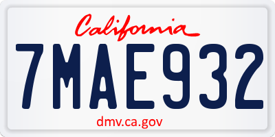 CA license plate 7MAE932