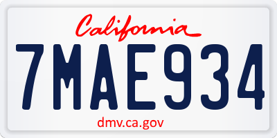 CA license plate 7MAE934