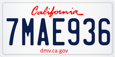 CA license plate 7MAE936